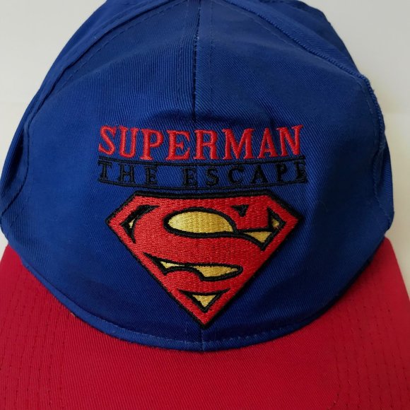 90s VINTAGE Six Flags Snapback Superman Ride Hat Cap Logo Rollercoaster OSFA OG - Picture 5 of 8